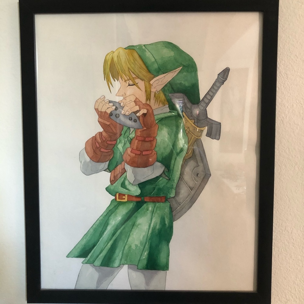 Large Legend of Zelda Watercolor Painting